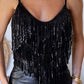Sequin Tasseled Tank Crop Top