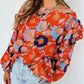 Floral Print Ruffle Puff Sleeve Blouse