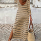 Striped Casual Slit Long Dress