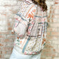 Floral Patched Ruffled Sleeve Tied Neck Blouse