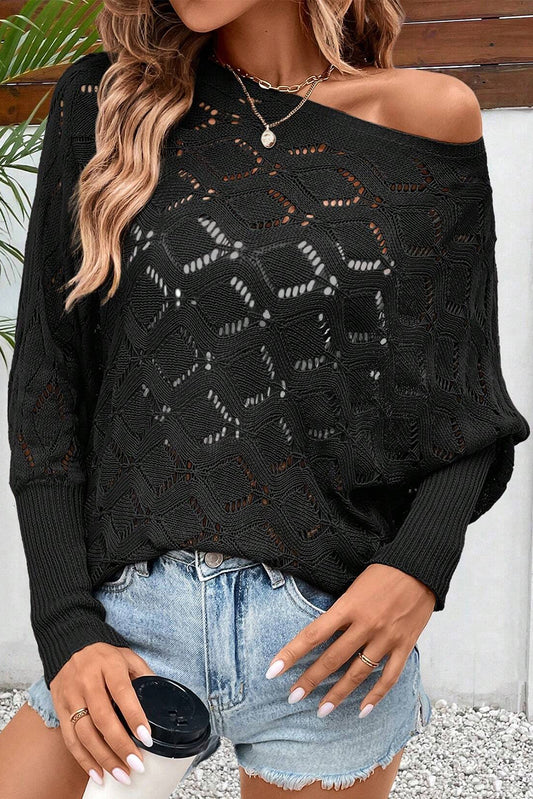 Chic Rhombus Knit Dolman Sleeve Sweater