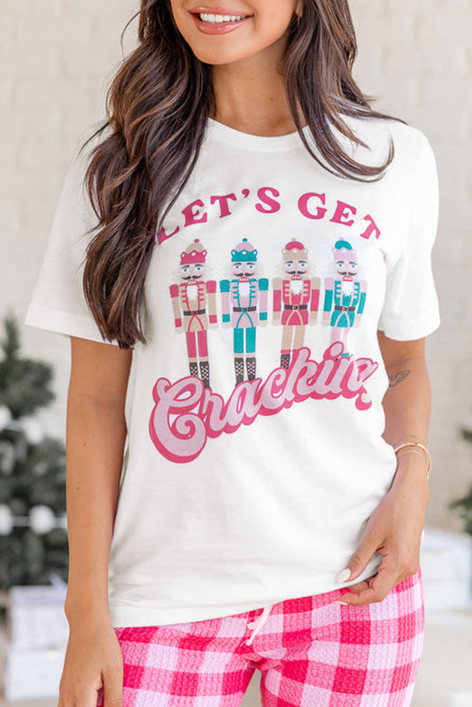 Lets Get Cracking Print Christmas Crewneck T Shirt