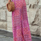Boho Patchwork Print Drawstring Wide Leg Pants