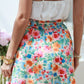 Green Floral Print Waist Tie Mini Skirt