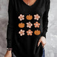 Flower Pumpkin Print Long Sleeve T Shirt