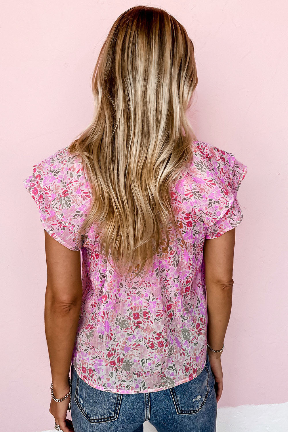 Multicolor Floral Mandarin Collar Top