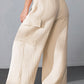 Loose Drawstring High Waist Crinkled Cargo Pants