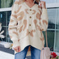 Slouchy Leopard V Neck Buttoned Cardigan