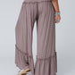 Frilled Drawstring High Waist Wide Leg Pants