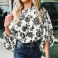 Floral Print Cold Shoulder Loose Fit Blouse