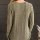 Green V Neck Buttoned Ribbed Knit Top