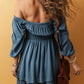 Frilled Neckline 3/4 Sleeve Layered Ruched Mini Dress