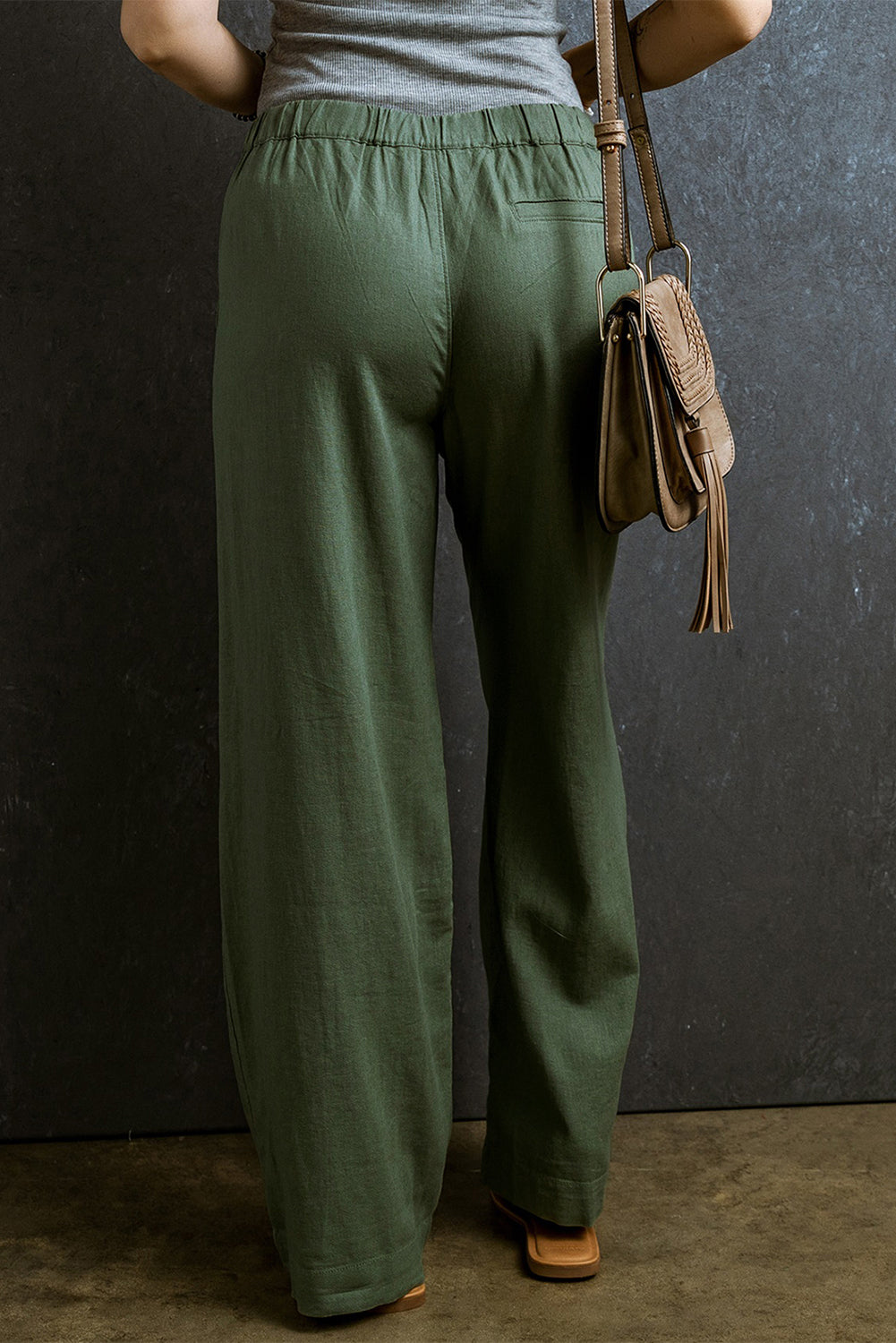 Elastic Waist Casual Wide Leg Pants