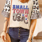 SMALL TOWN USA Graphic Waffle Knit Ruffle Sleeve T Shirt