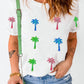 Sequin Coconut Tree Graphic T Shirt