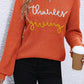 Sandalwood Thanks Giving Letter Graphic Crew Neck Sweater