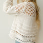 Solid Color Pointelle Knit Puff Sleeve Sweater