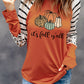 Pumpkin Leopard Striped Colorblock Long Sleeve T Shirt