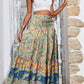 Floral & Paisley Print Shirred Waist Long Skirt
