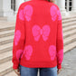 Valentine Bowknot Knitted Round Neck Fashion Sweater