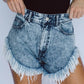 Dark Acid Wash Raw Hem Jean Shorts