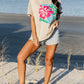 Beach Bum Flower Print Short Sleeve Graphic T Shirt