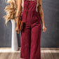 Solid Color Corduroy Wide Leg Bib Overalls
