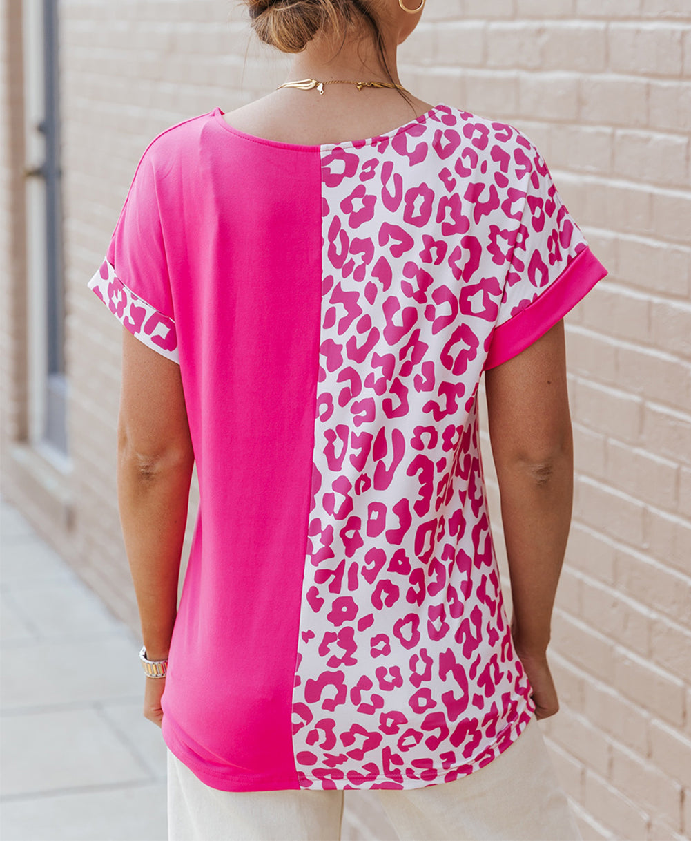 Easter Rabbit Leopard Color Block Crewneck T Shirt