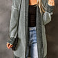 Plaid Knitted Long Open Front Cardigan