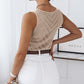 Khaki Chevron Hollowed Knit Tank Top