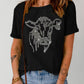 Rhinestone Steer Head Graphic Fashion T Shirt