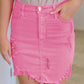 Rose Distressed Denim Mini Skirt
