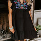 Floral Embroidered Tiered Ruffled Mini Dress