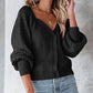 Pearl Embellished Puff Sleeve V Neck Cardigan