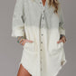 Gradient Long Sleeve Button Up Raw Hem Denim Dress