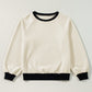 Color Block Edge Raglan Sleeve Crew Neck Textured Top