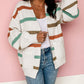Drop Shoulder Pocketed Stripe Sweater Cardigan