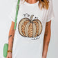 Leopard Pumpkin Graphic Crewneck Halloween T Shirt