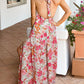 Lace-up Halter Backless High Waist Floral Maxi Dress
