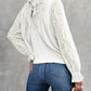 Mock Neck Lace Splicing Long Sleeve Blouse