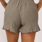 High Waist Pocketed Ruffle Shorts