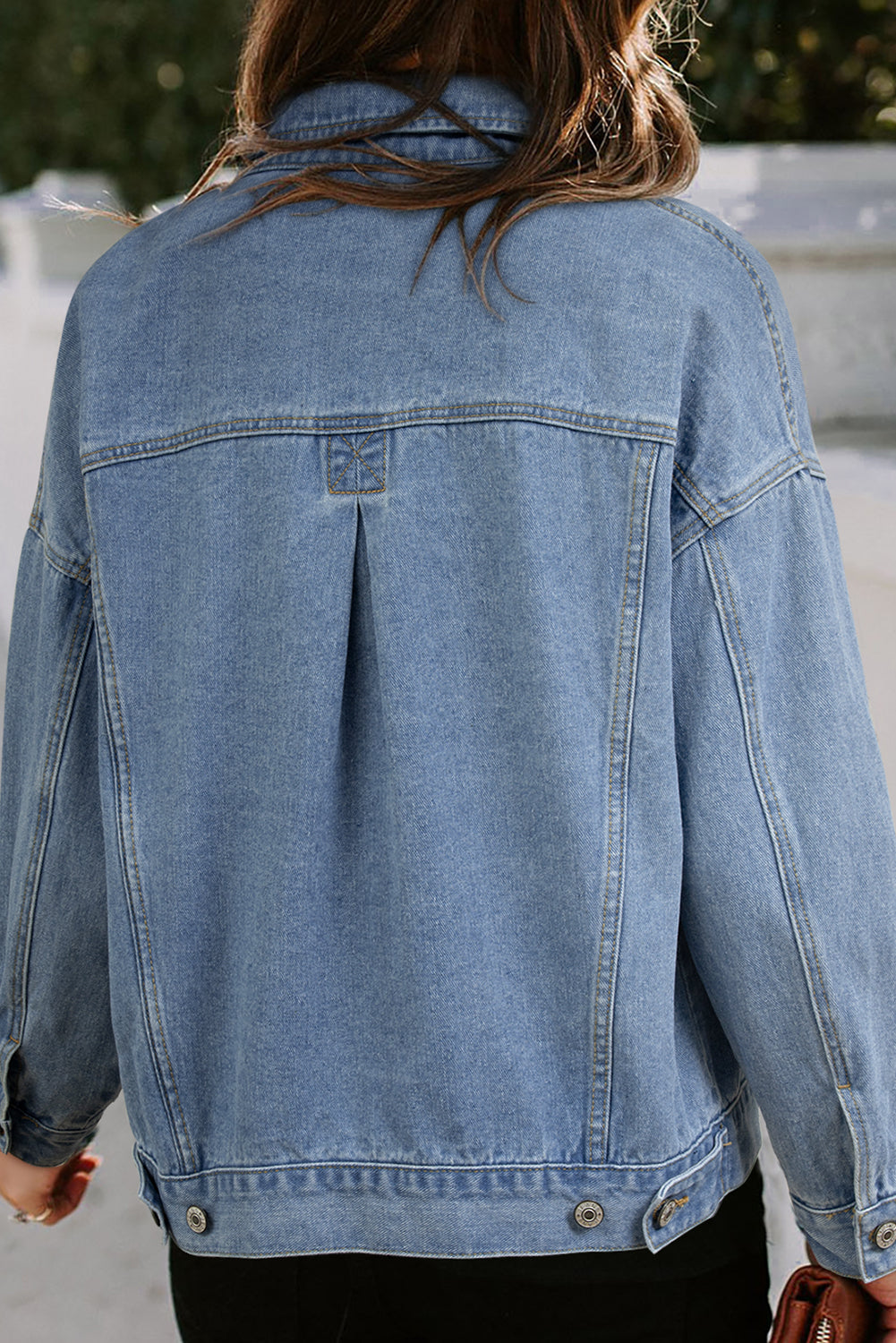 Washed Oversize Pocketed Denim Jacket