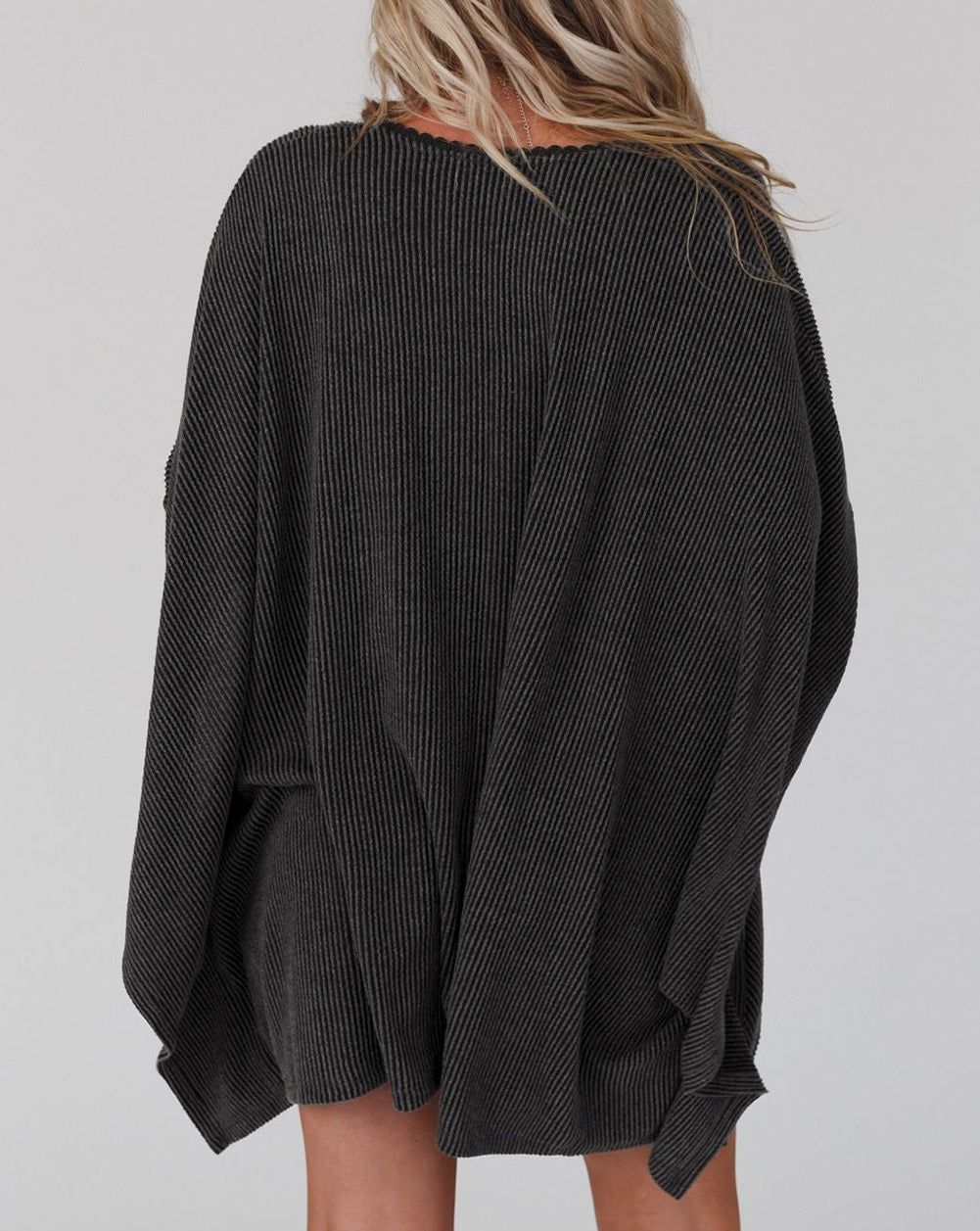 Lace Trim Ribbed Oversize Kimono