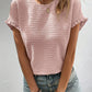 Solid Textured Ruffled Short Sleeve Blouse