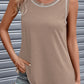 Contrast Stitch Round Neck Sleeveless Top