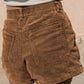 Vintage Elastic Waist Back Pocketed Corduroy Shorts
