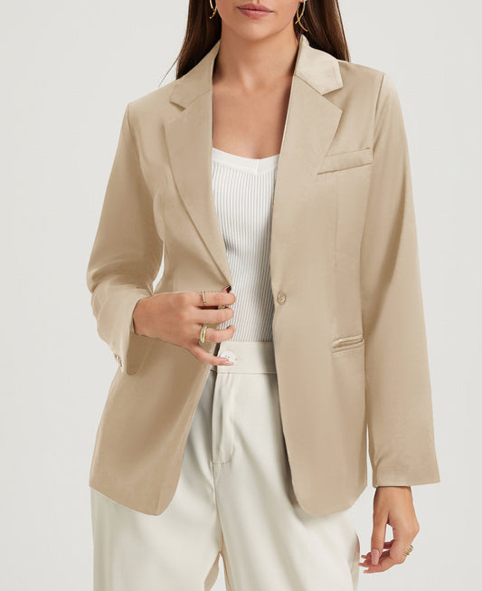 Pocketed Single Button Lapel Neck Blazer