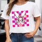 Bubblegum Easter Rabbit Checker Flower Graphic Plus Tee