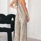 Leopard Print Wide Leg Spaghetti Straps Jumpsuit