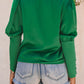 Satin Buttoned Cuffs Puff Sleeve Top